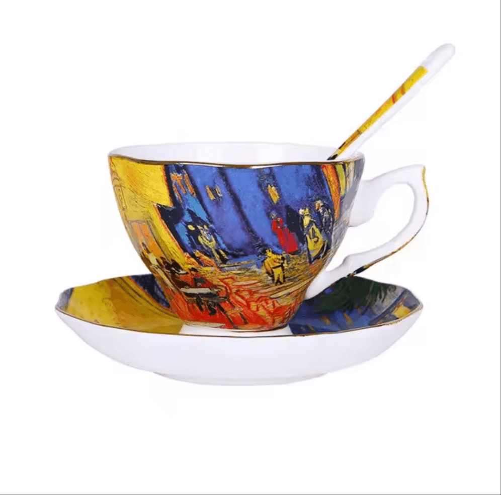 Van Gogh Inspired Bone China Teacup, Saucer & Spoon Set - Koda Fashion & Decor - Free Shipping