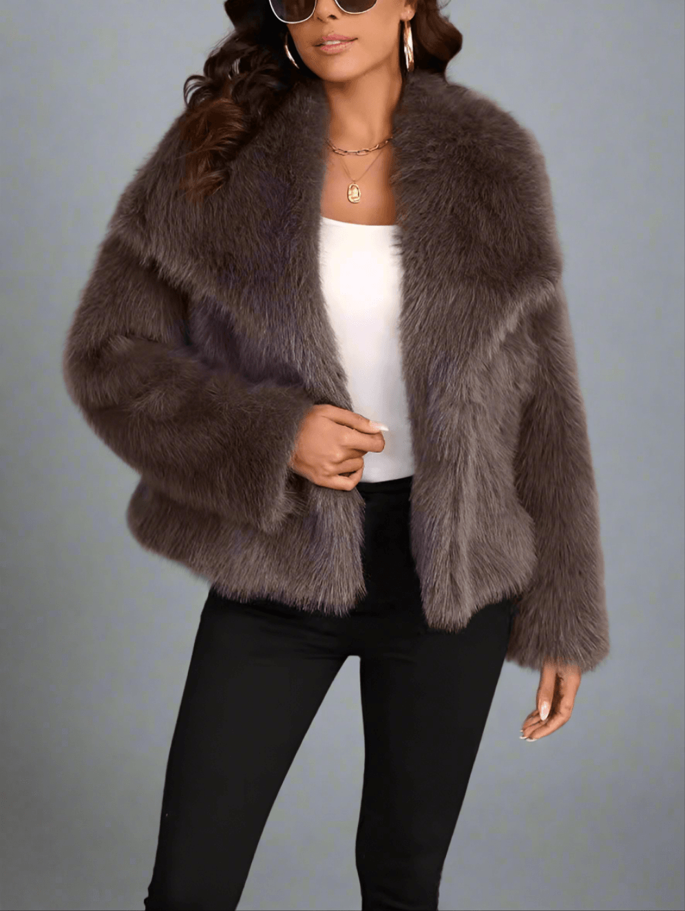 Amelia Fluffy Faux Fur Coat.