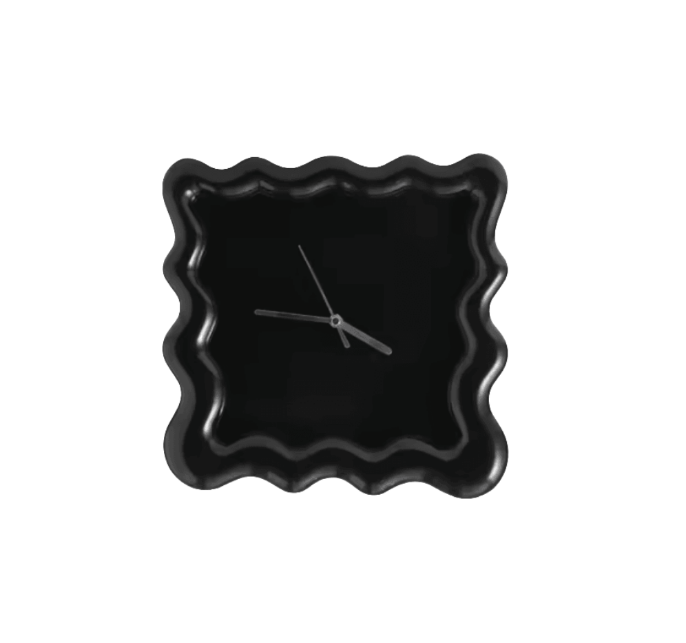 Sleek Wave Textured Wall Clock Black - Koda Store