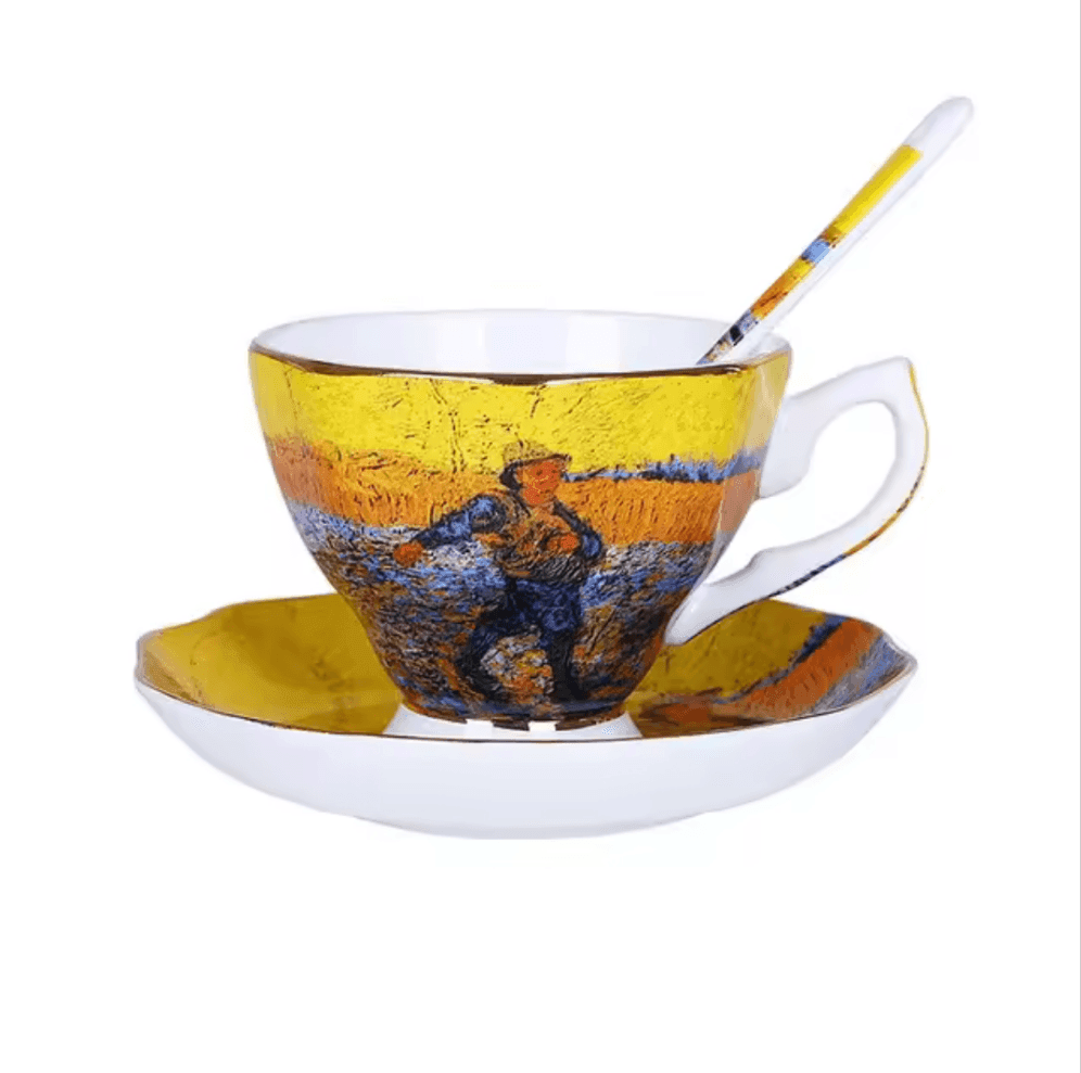 Van Gogh Inspired Bone China Teacup, Saucer & Spoon Set - Koda Fashion & Decor - Free Shipping