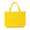 A yellow EVA waterproof beach tote bag with a solid pattern and two handles.