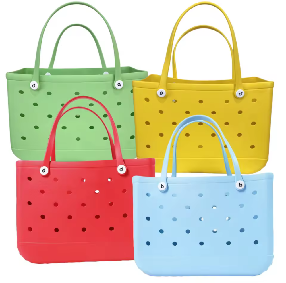Premium Waterproof EVA Beach Tote Bags - Mega Koda Tote Bags- Rose, Light Pink, Turquoise, Light Blue (4 Pack) Shop name