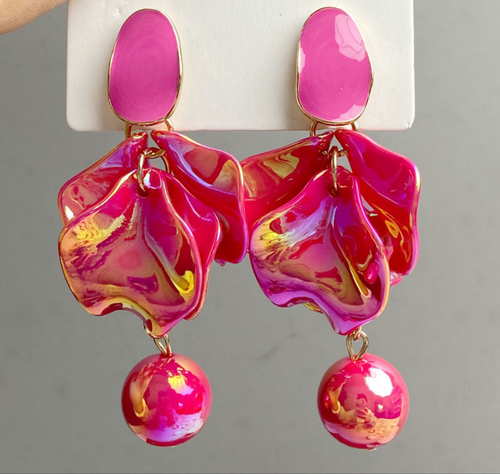 Iridescent Melting Flowers Vintage Dangle Drop Earrings Shop name