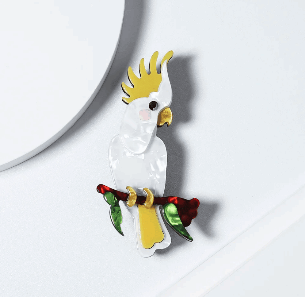 Handmade Acrylic Cockatoo Native Australian Bird Brooch - Koda Fashion & Decor - Free Shipping
