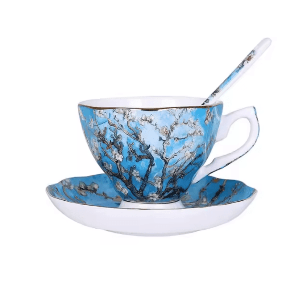 Van Gogh Inspired Bone China Teacup, Saucer & Spoon Set - Koda Fashion & Decor - Free Shipping