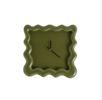 Sleek Wave Textured Wall Clock Olive Green - Koda Store