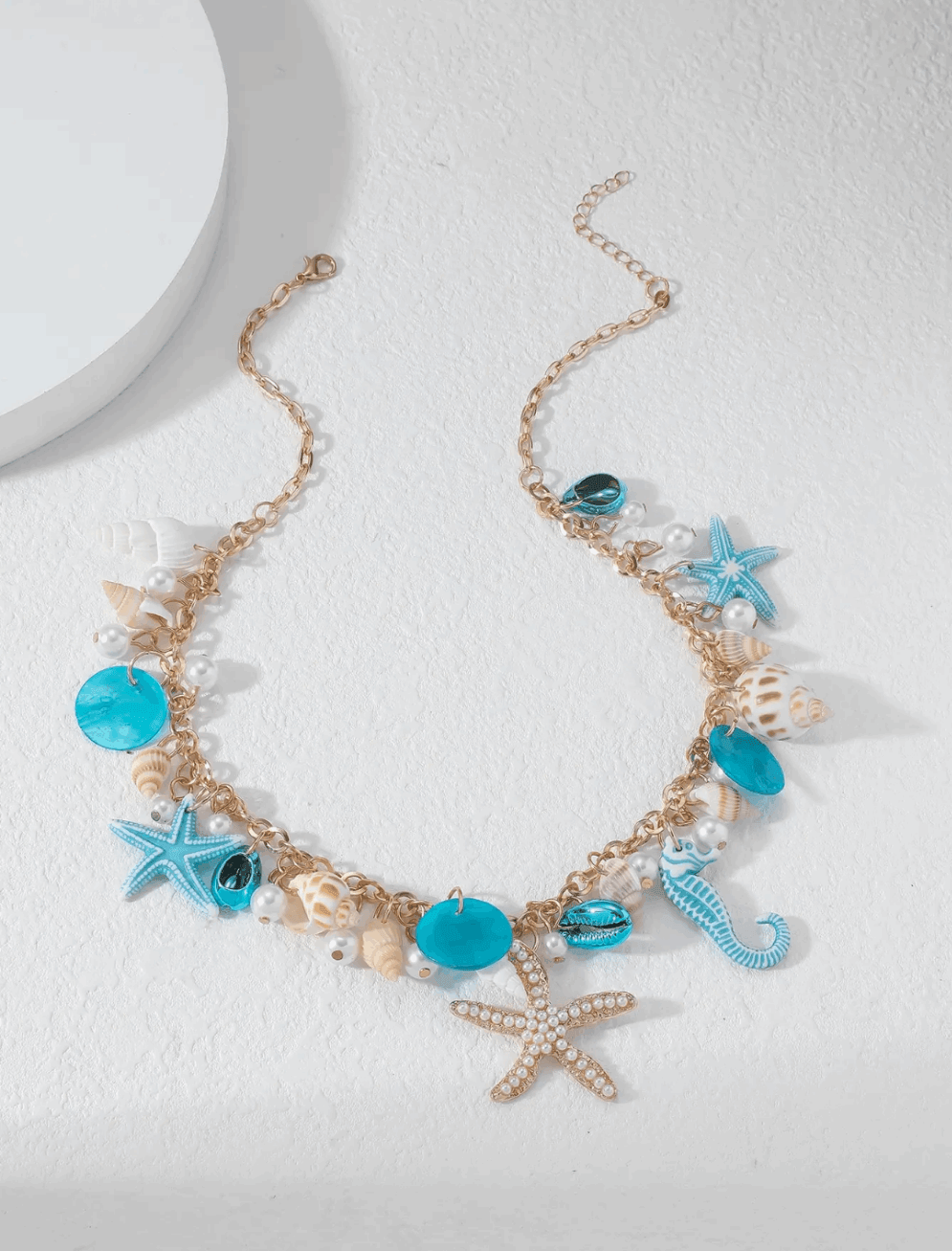 Starfish Seashells Necklace- Blue - Koda Fashion & Decor - Free Shipping