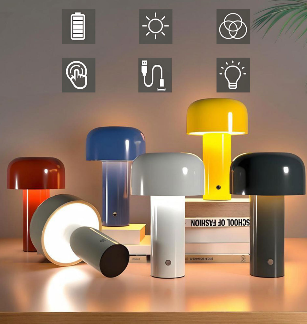 Cordless Portable LED Mushroom Table Lamp - Dimmable Shop name