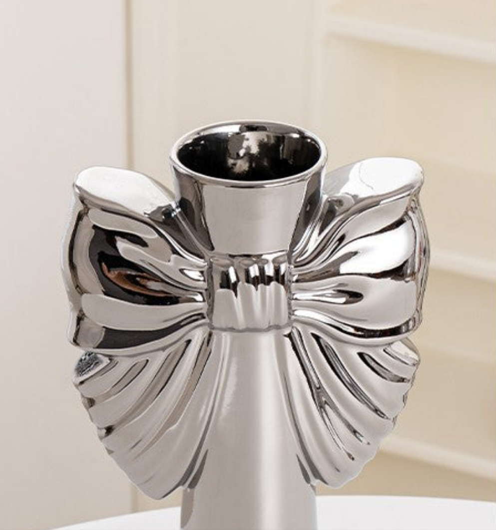 Metallic Angel Bow Vase - Ceramic Shop name
