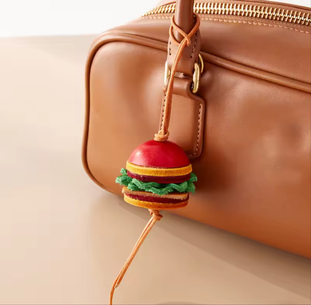 Leather Hamburger Bag Charm Shop name