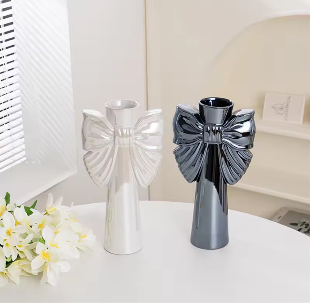 Metallic Angel Bow Vase - Ceramic Shop name