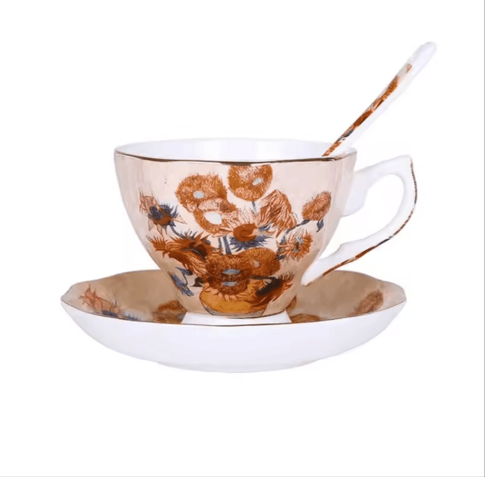 Van Gogh Inspired Bone China Teacup, Saucer & Spoon Set - Koda Fashion & Decor - Free Shipping