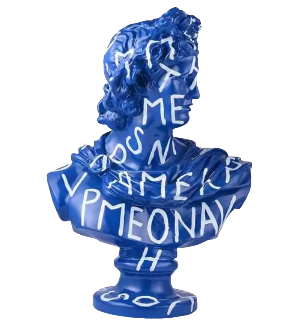 Apollo Bust Statue - Pop Art Blue Graffiti Series