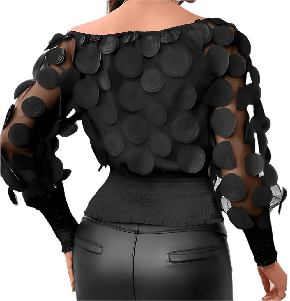 Sandra Slant Shoulder Blouse - Black - Koda Fashion & Decor - Free Shipping