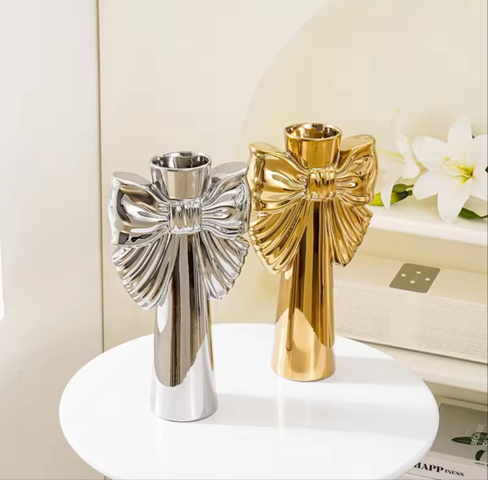 Metallic Angel Bow Vase - Ceramic Shop name
