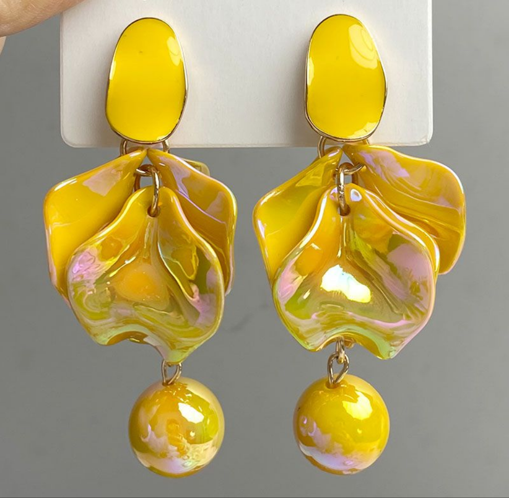 Iridescent Melting Flowers Vintage Dangle Drop Earrings Shop name