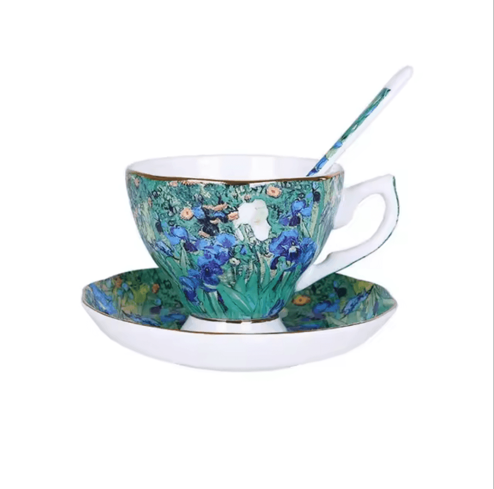 Van Gogh Inspired Bone China Teacup, Saucer & Spoon Set - Koda Fashion & Decor - Free Shipping