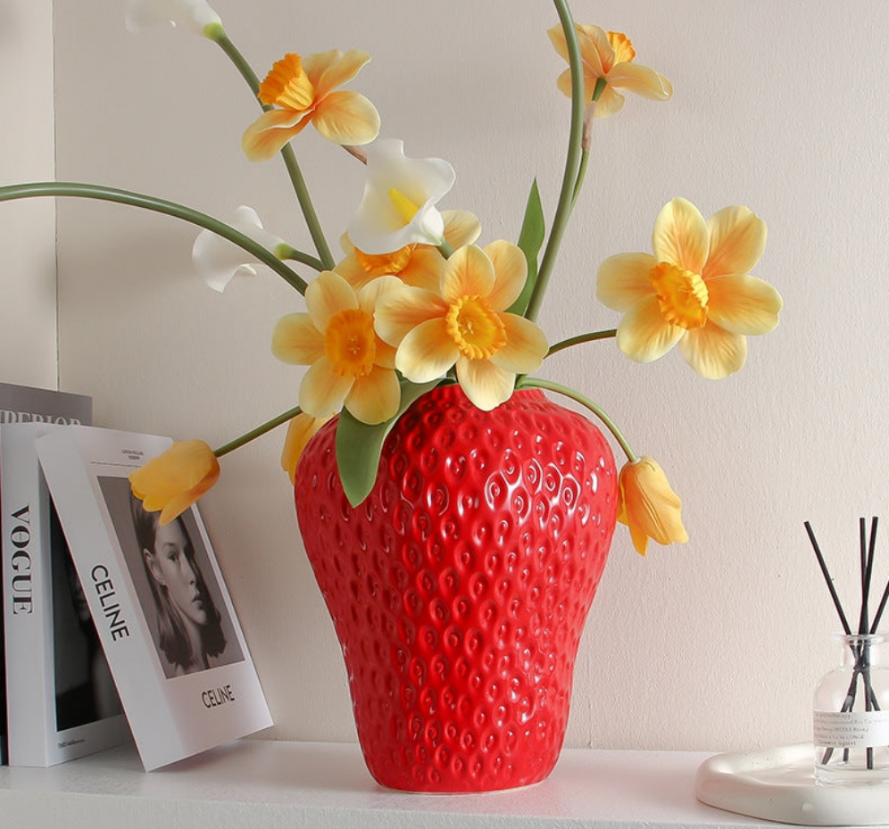 Ceramic Strawberry Flower Vase- Red Shop name