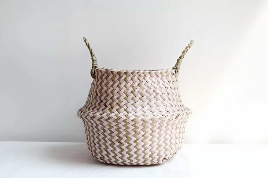 Ombre Boho Striped Wicker Basket