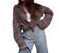 Oversized Plaid Long-Sleeve Shirt