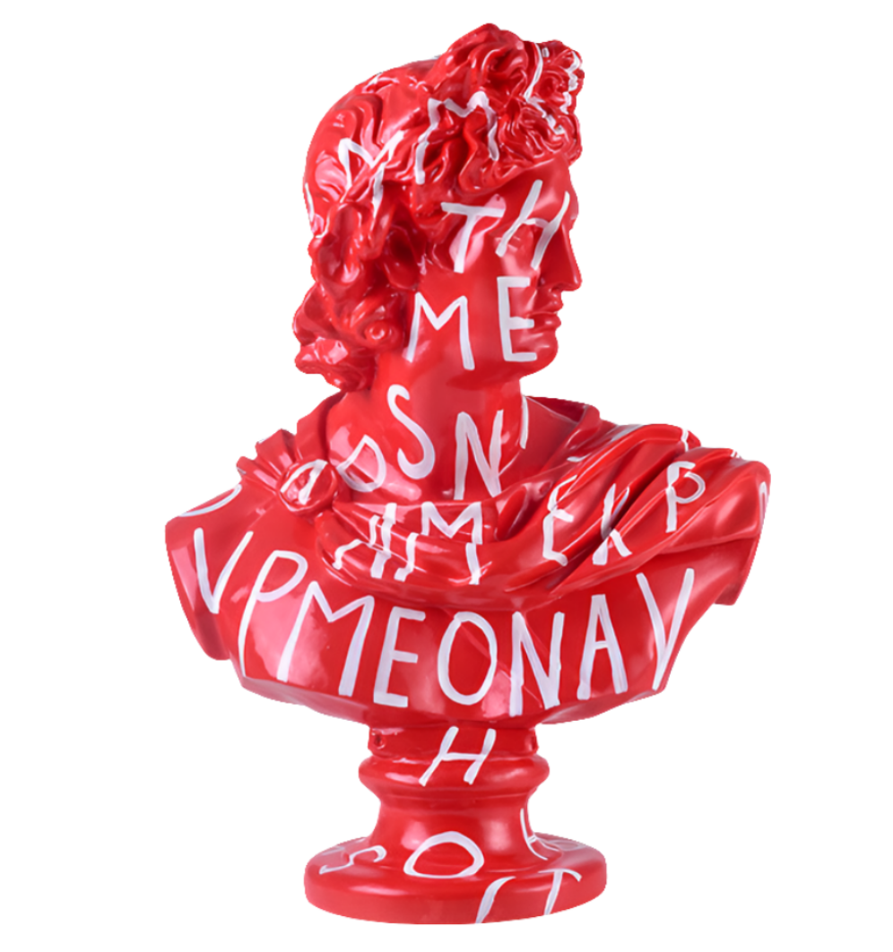 Apollo Bust Statue - Pop Art Red Graffiti Series