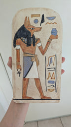 Hand-Carved Anubis Alabaster Stone Tablet - Made in Egypt | Rare Decor
