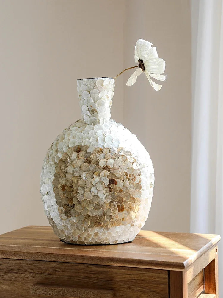 Modern French Light Luxury Art Vase, Golden Shell, Decorative Arrangement, Handmade Desktop Flower Arrangement, Home Decor - Koda Store - Free Shipping
