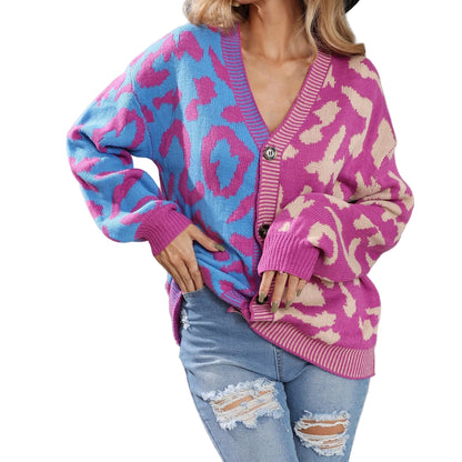 Leopard Colourblock Knit Cardigan - Koda Store - Free Shipping