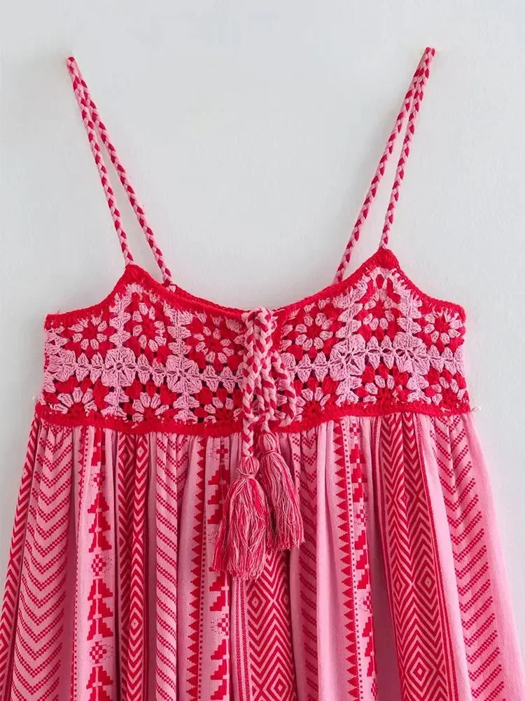 TRAFSHE Women Bohemian Midi Dress Vacation Charm Splice Knitted Vintage Strap Dress Women Vestidos Mujer - Koda Store - Free Shipping