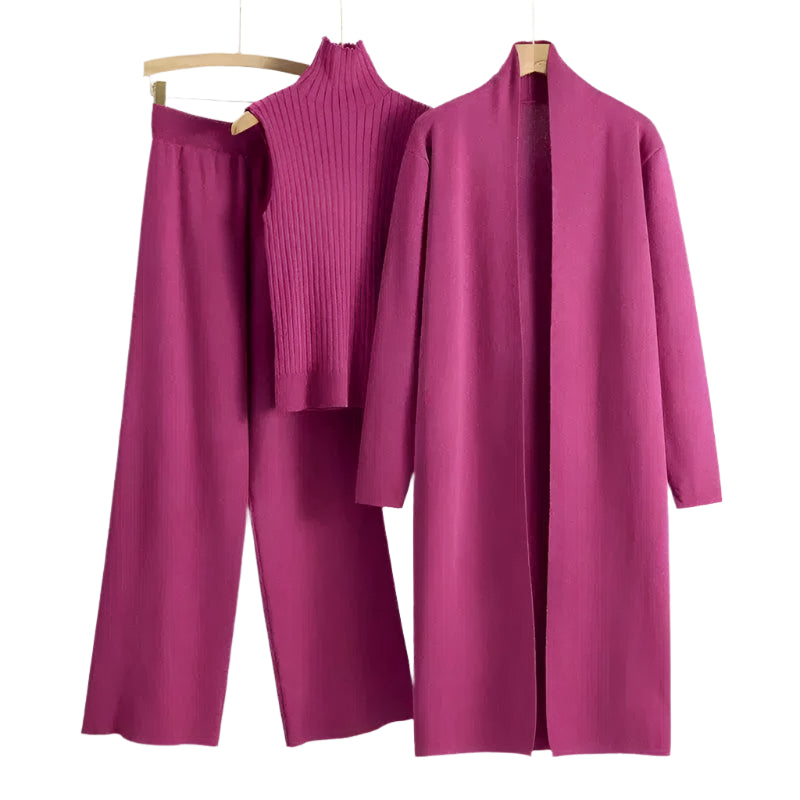 Knitted Three Piece Set- Cardigan, Top & Pants - Koda Fashion & Decor - Free Shipping
