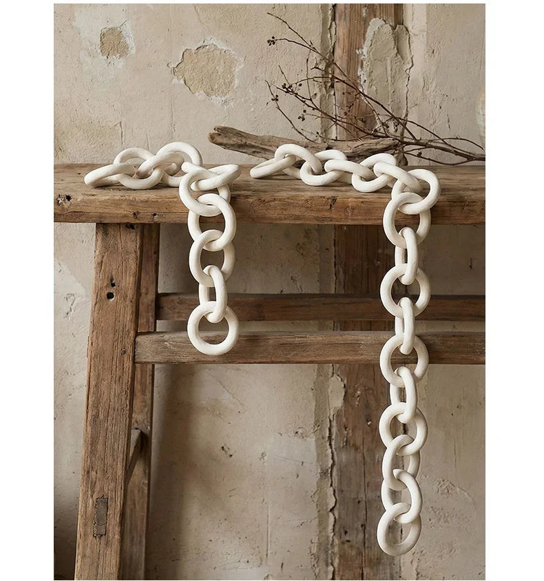 Ceramic Chain Link Decor - White Stoneware