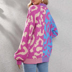 Dual Tone Leopard Print Knitted Cardigan Shop name