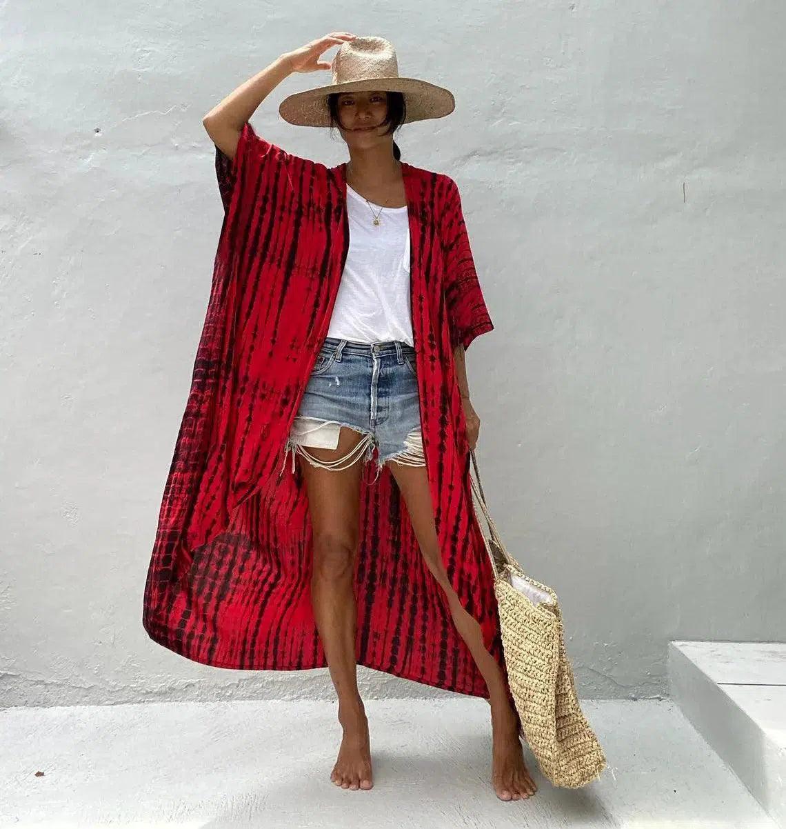 Chloe Tie-Dye Printed Beach Kimono.