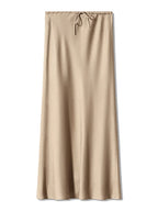 Long Black Satin Skirts Women For Work Summer Autumn Straight Brown Skirt Long Belt Coffee Formal Silk Maxi Skirt For Ladies - Koda Store - Free Shipping