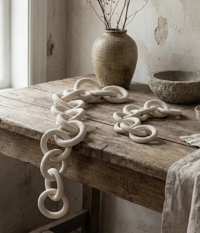 Ceramic Chain Link Decor - White Stoneware