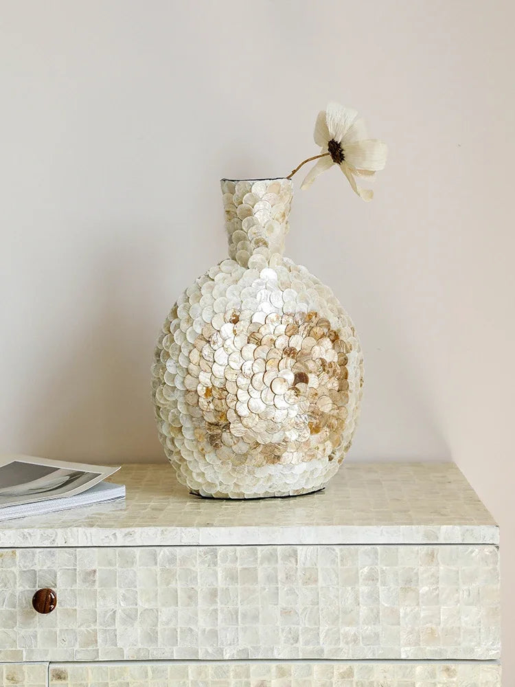 Modern French Light Luxury Art Vase, Golden Shell, Decorative Arrangement, Handmade Desktop Flower Arrangement, Home Decor - Koda Store - Free Shipping