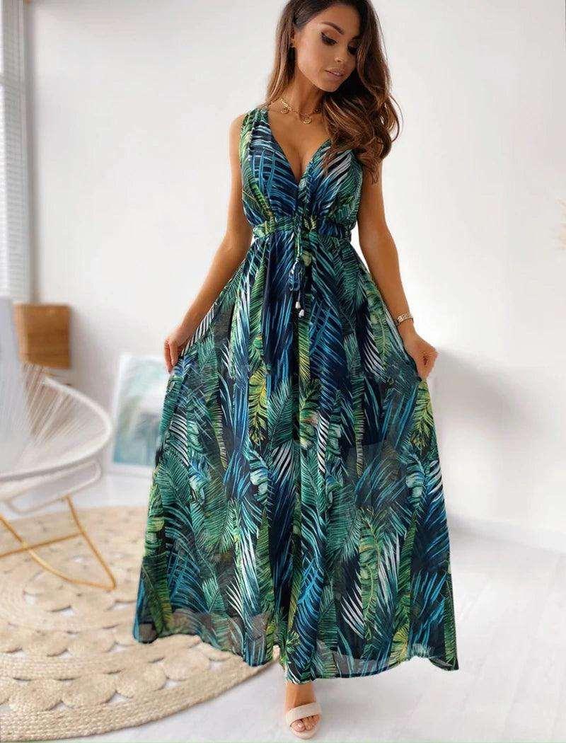 Louisa Open-Back Split Dress - Rainforest