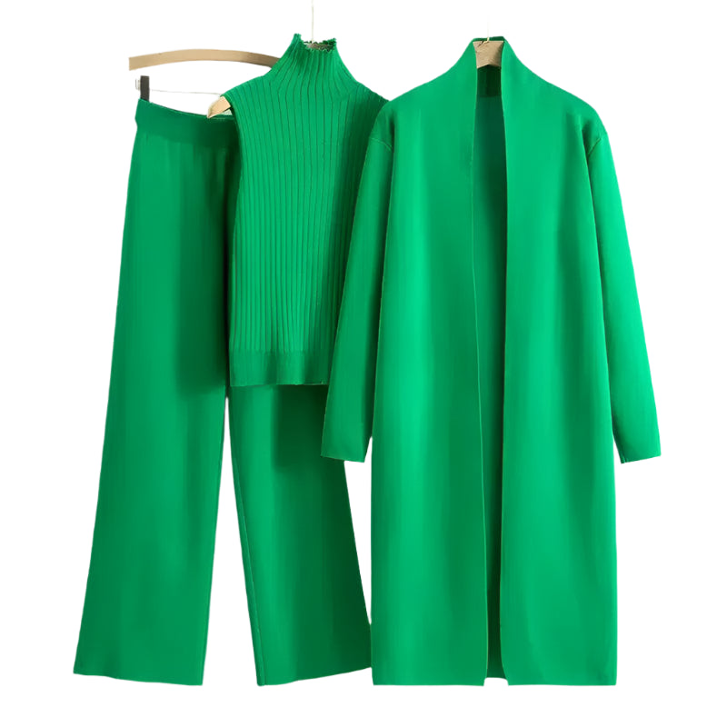 Knitted Three Piece Set- Cardigan, Top & Pants - Koda Fashion & Decor - Free Shipping