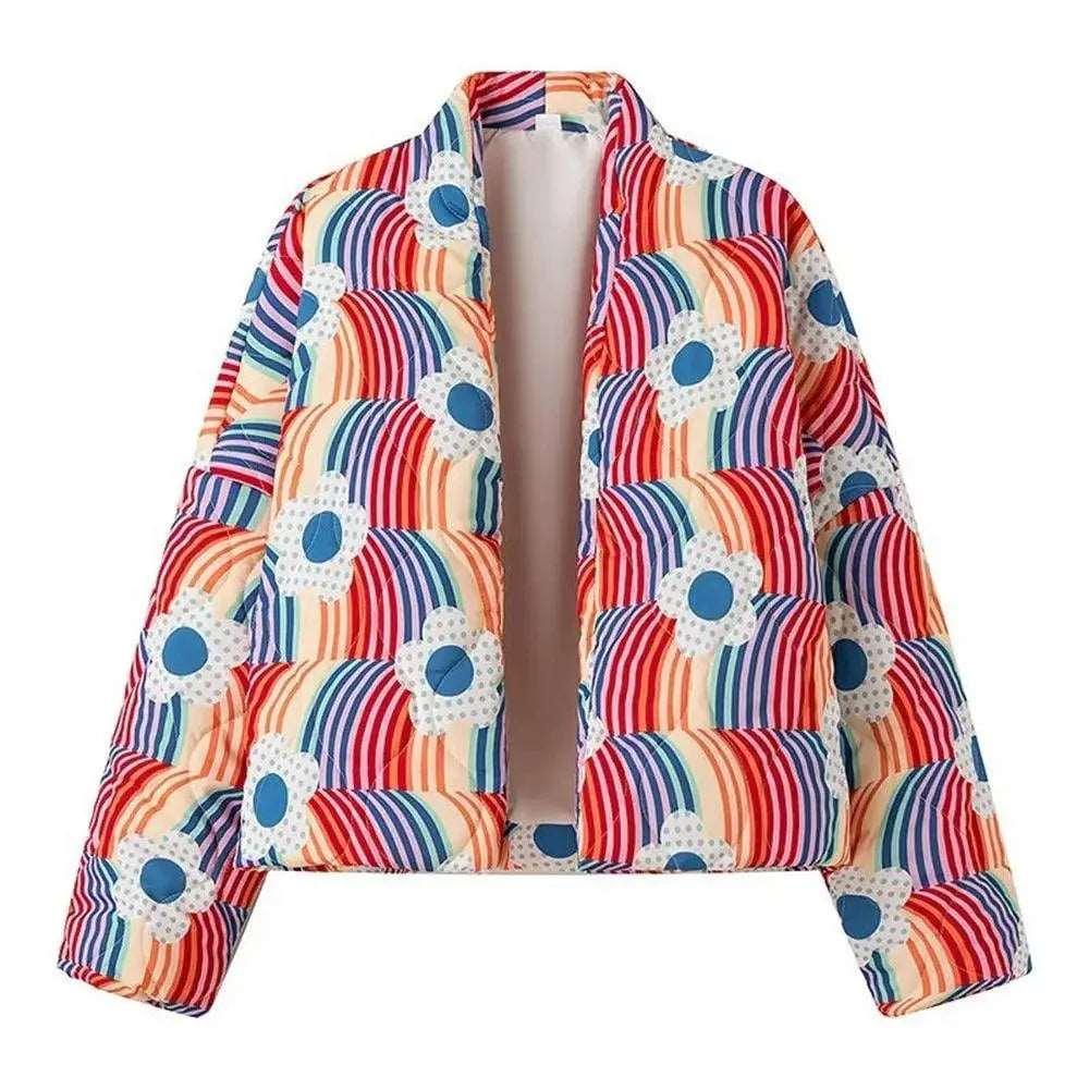 Retro Rainbow Puffer Jacket - Koda Store - Free Shipping