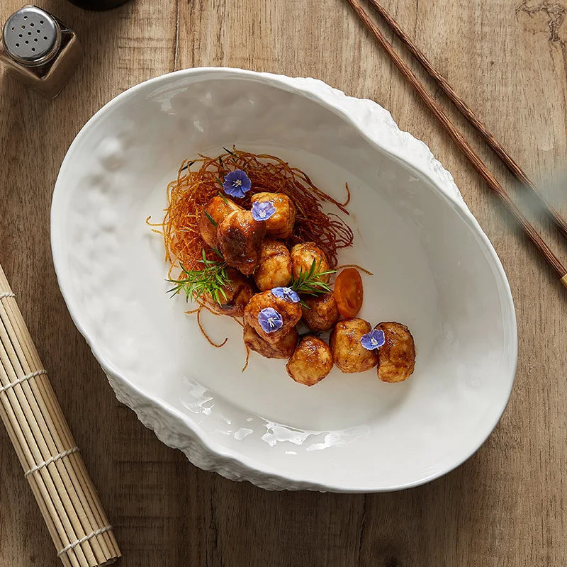 Rock Textured Shell Ceramic Plate Shop name