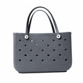 A large, fog grey EVA waterproof beach tote bag with two handles and a solid pattern.