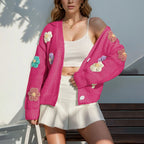 Knitted Flower Button-Down Cardigan - KODA STORE | Fashion x Homewares