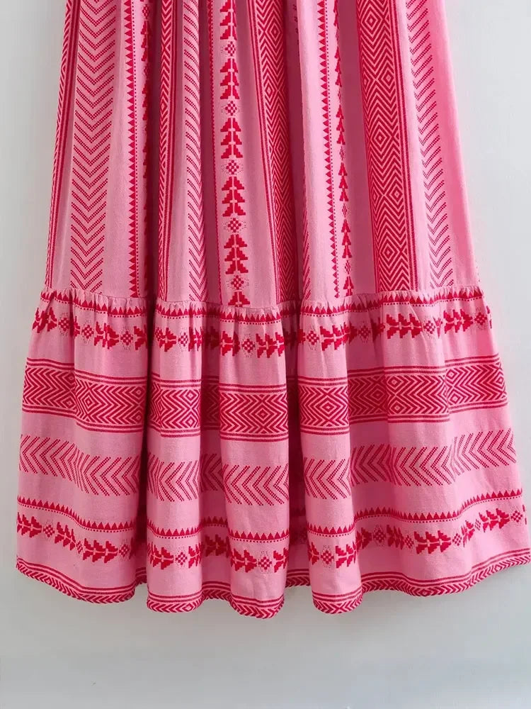 TRAFSHE Women Bohemian Midi Dress Vacation Charm Splice Knitted Vintage Strap Dress Women Vestidos Mujer - Koda Store - Free Shipping