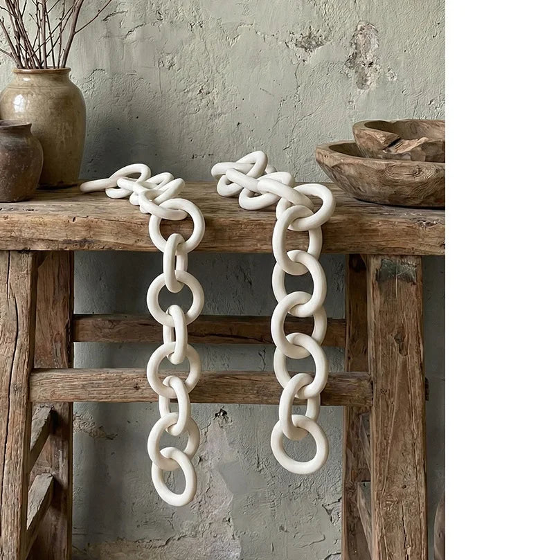 Ceramic Chain Link Decor - White Stoneware