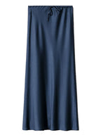 Long Black Satin Skirts Women For Work Summer Autumn Straight Brown Skirt Long Belt Coffee Formal Silk Maxi Skirt For Ladies - Koda Store - Free Shipping