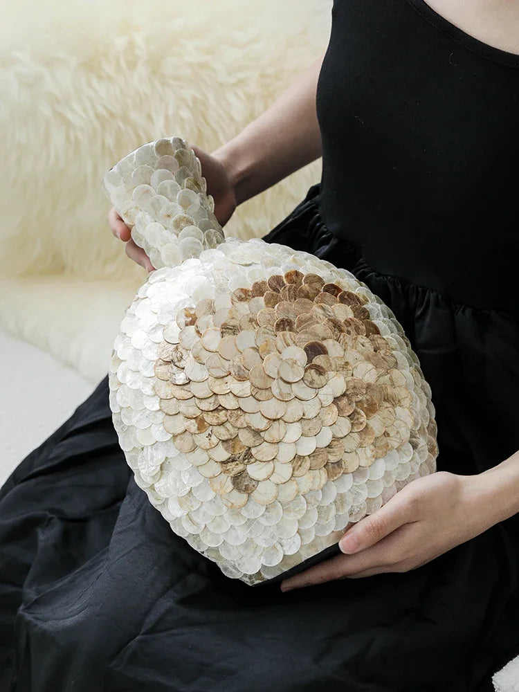 Modern French Light Luxury Art Vase, Golden Shell, Decorative Arrangement, Handmade Desktop Flower Arrangement, Home Decor - Koda Store - Free Shipping