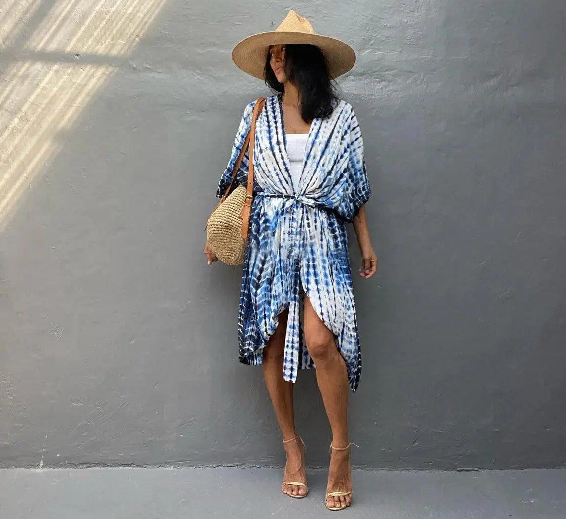 Chloe Tie-Dye Printed Beach Kimono.