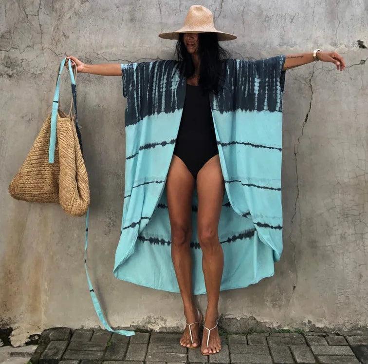 Chloe Tie-Dye Printed Beach Kimono.
