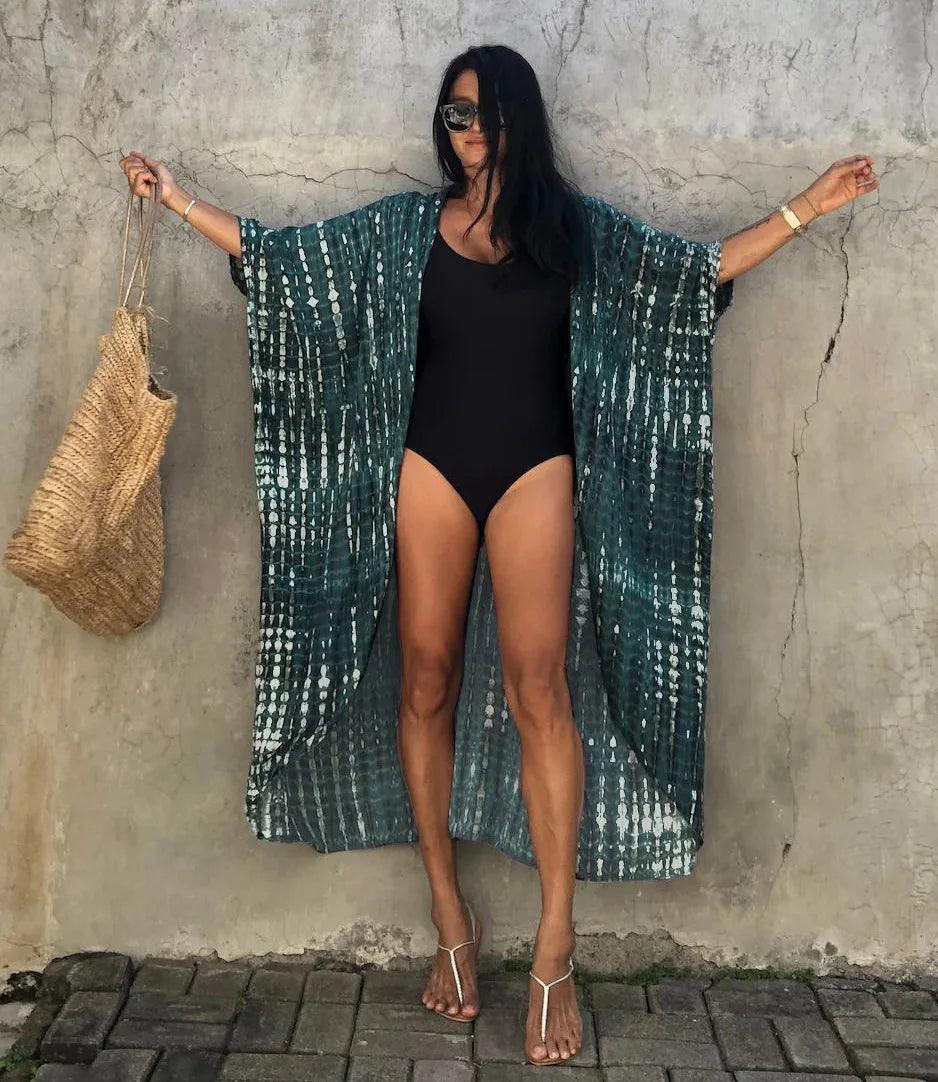 Chloe Tie-Dye Printed Beach Kimono.