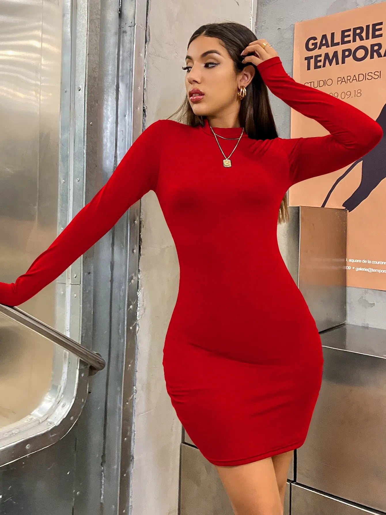 Marcelle Basic Long Sleeve Bodycon Mini Dress - Koda Store - Free Shipping